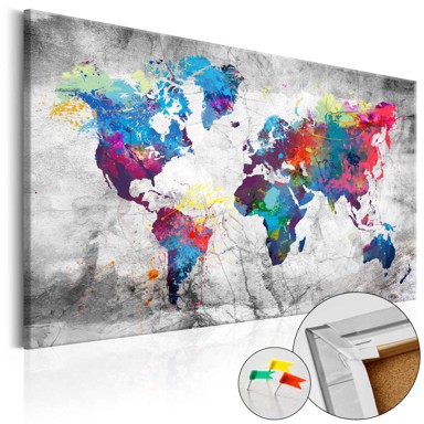 Slika na plutenoj podlozi World Map Grey Style [Cork Map] 120x80